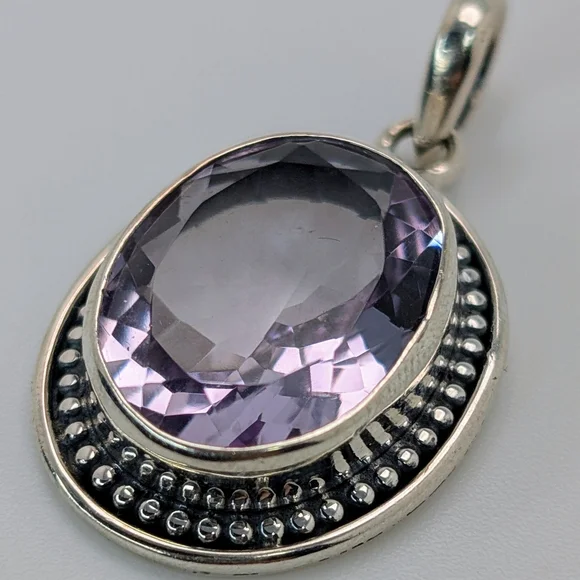 Large Natural Pink Amethyst Pendant S925 Sterling Silver - Picture 2 of 6